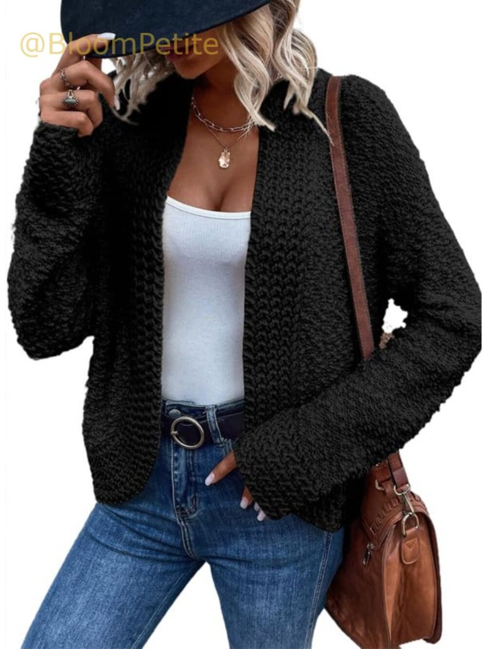 Chunky Knit Open Front Cardigan Long Sleeve Loose Fit Cozy Sweater Coat